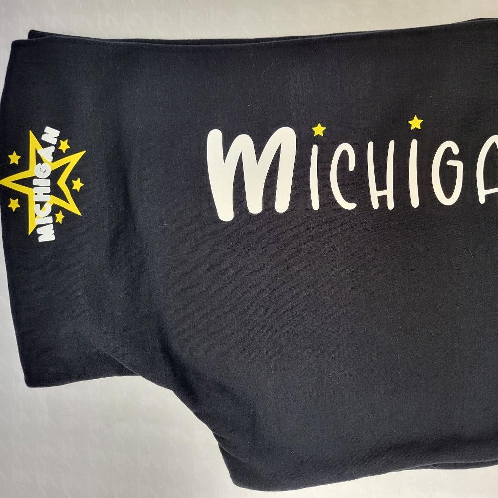NEW-UNISEX BLACK MICHIGAN SWEAT PANTS XL DRAW STRING TIE ELASTIC WAIST & BOTTOM